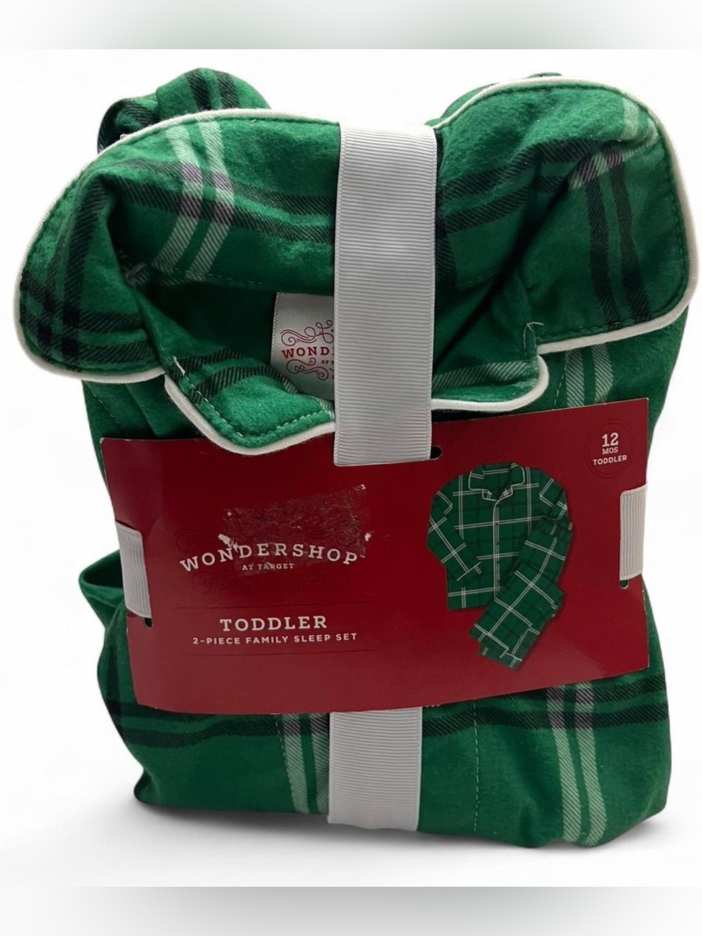 2 Piece Family Sleep Set Green White Plaid 12M Unisex Boy Girl Pajama Set NWT